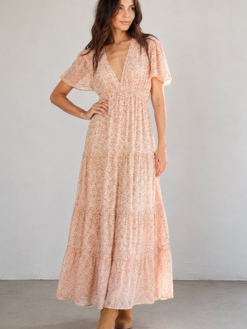 A COLLECTIVE STORY NWT Romantic Floral Maxi Dress Cottagecore Prairie Boho Tiere